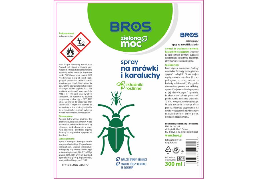Preparat Zielona Moc na mrówki i karaluchy 300 ml BROS