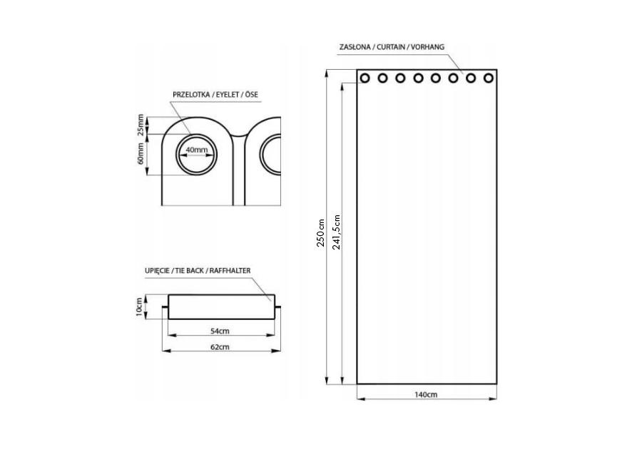 Zasłona Oxford Eyelets granatowy 140x250 cm AMELIAHOME