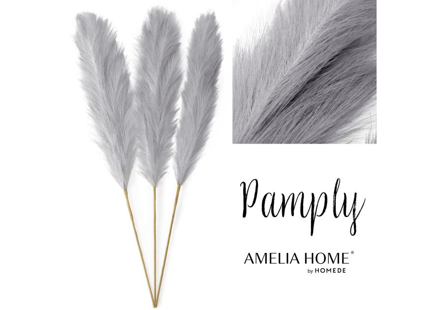 Zestaw sztucznych pampasów Pamply 3 szt. -110 cm szary AMELIAHOME