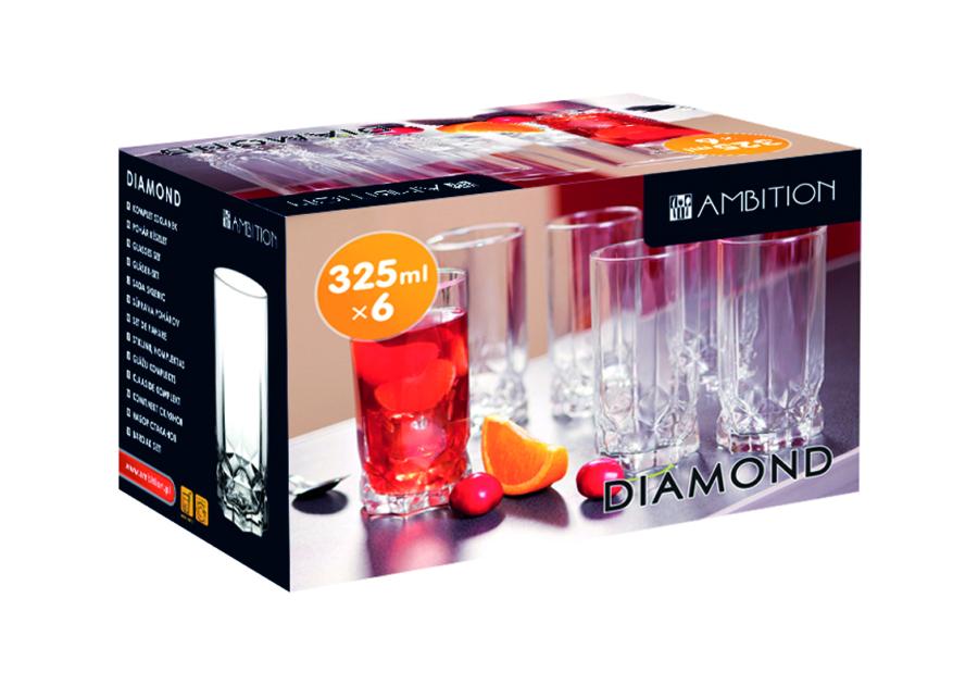 Komplet 6 szklanek wysokich Diamond 325 ml AMBITION