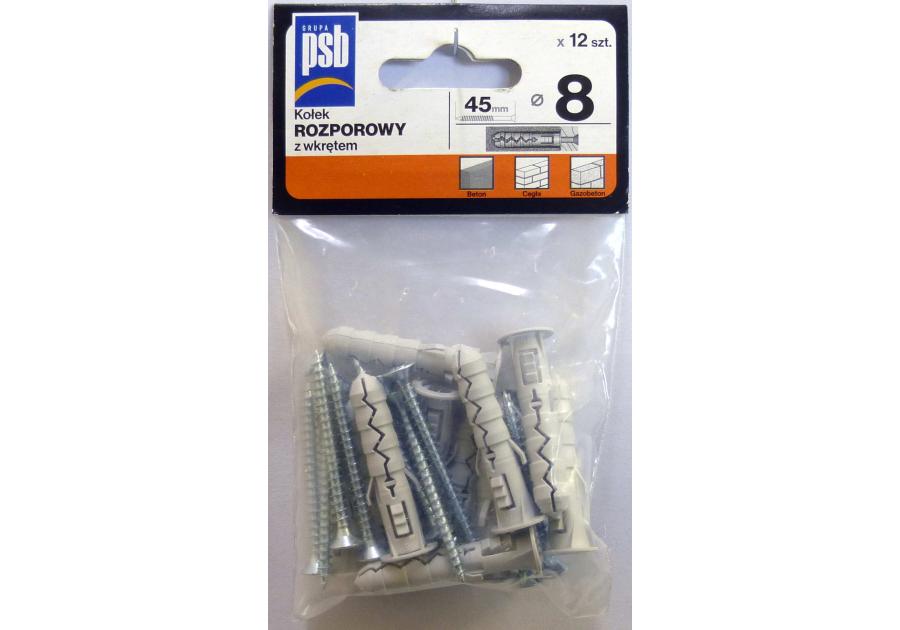 Kołek rozporowy 8 mm z wkrętem - 12 szt. SILA
