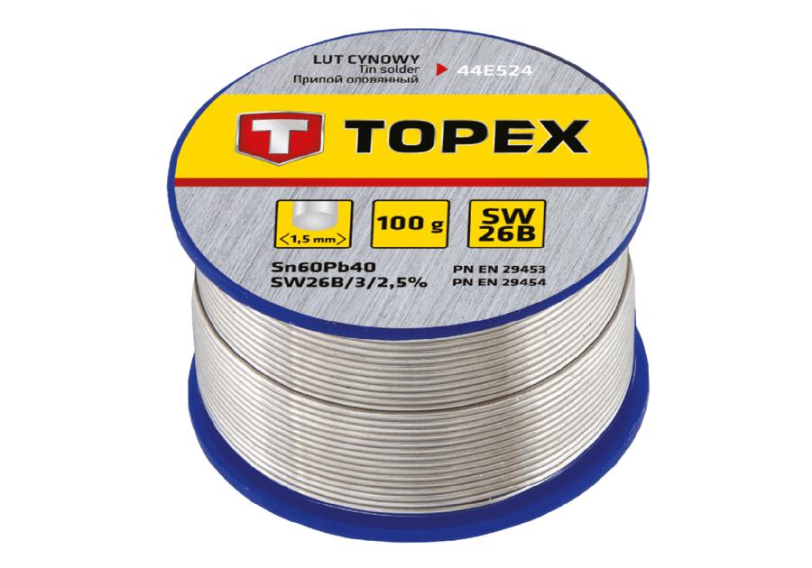 Lut cynowy 60% Sn, drut 1.5 mm, 100 g TOPEX