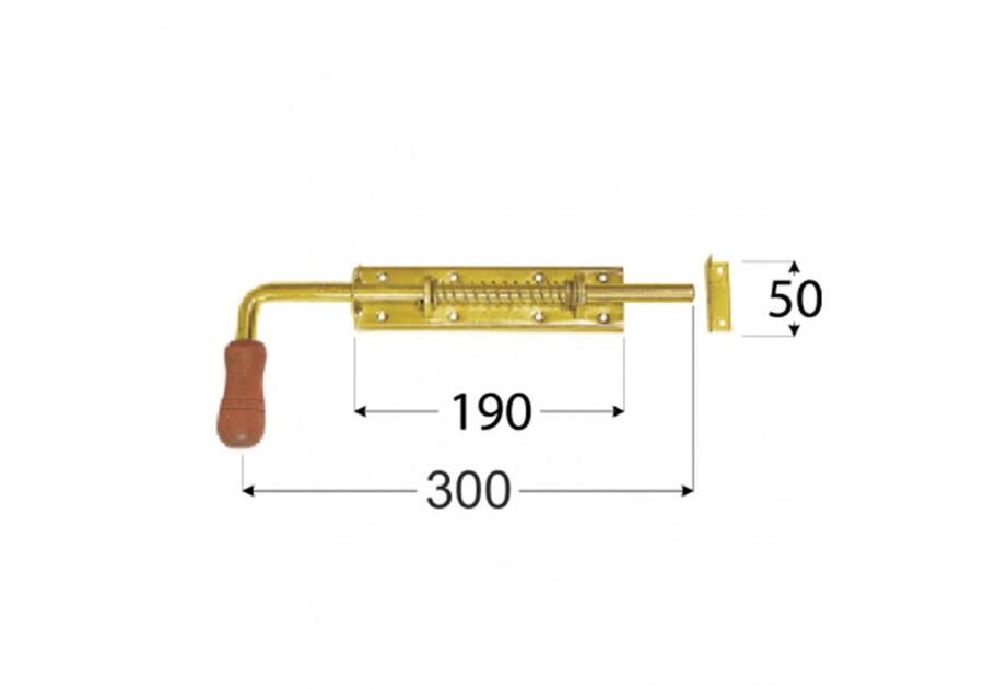 Zasuwka sprężynowa z rączką drewnianą 30x19x5 cm WSP260 DMX