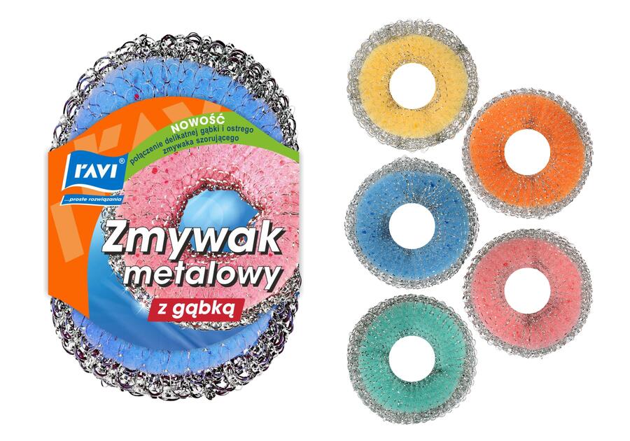 Zmywak metalowy z gąbką RAVI