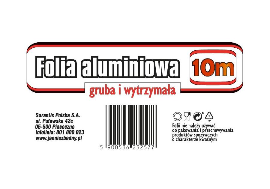 Folia aluminiowa 10 m JAN NIEZBĘDNY