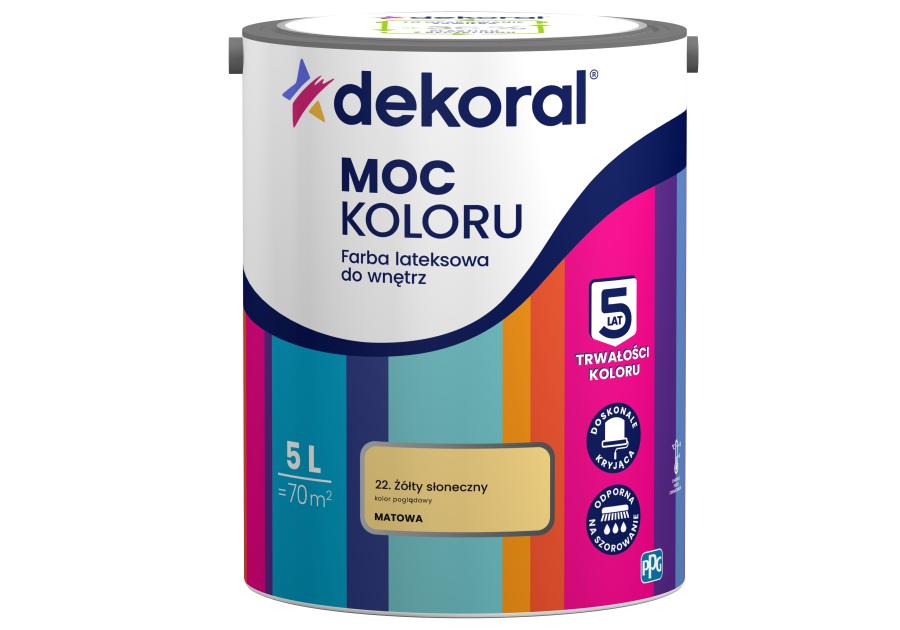 Farba lateksowa Moc Koloru żółty słoneczny 5 L DEKORAL