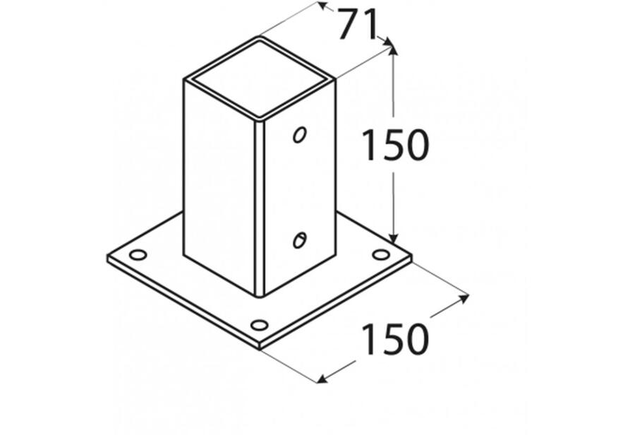 Podstawa słupa 7,1x15 cm z podstawą prostokątną PSP70 DMX