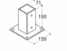 Podstawa słupa 7,1x15 cm z podstawą prostokątną PSP70 DMX