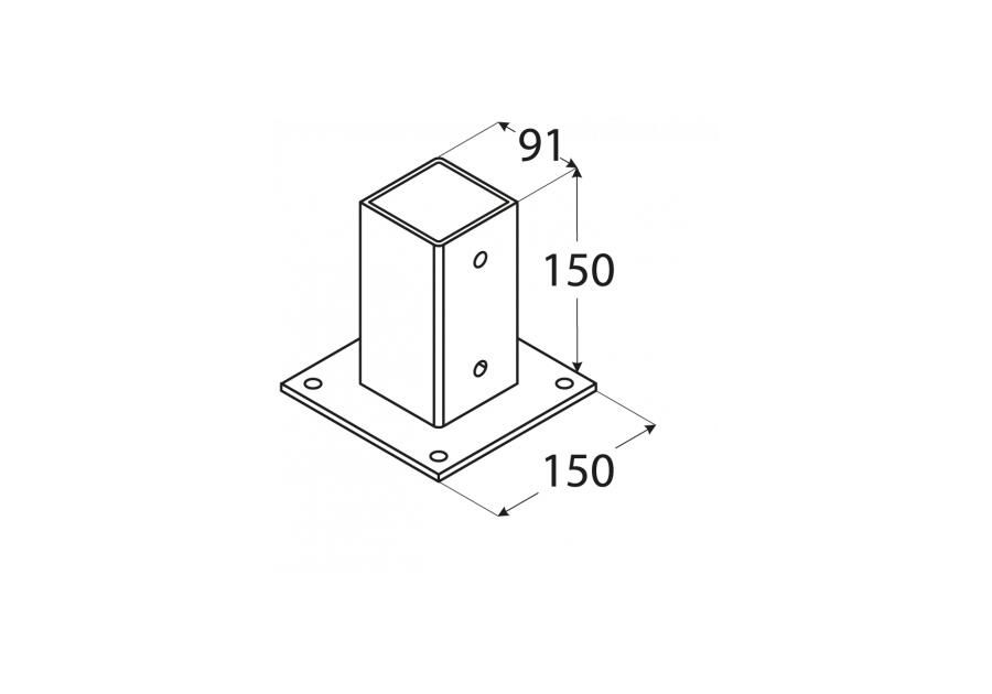 Podstaw słupa 90 z podstawą prostokątną PSP90 DMX