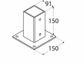 Podstaw słupa 90 z podstawą prostokątną PSP90 DMX
