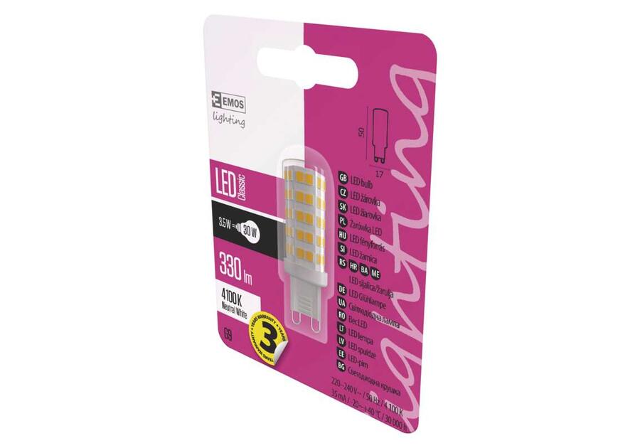 Żarówka LED Classic JC A++ 3,5W G9 neutralna biel EMOS