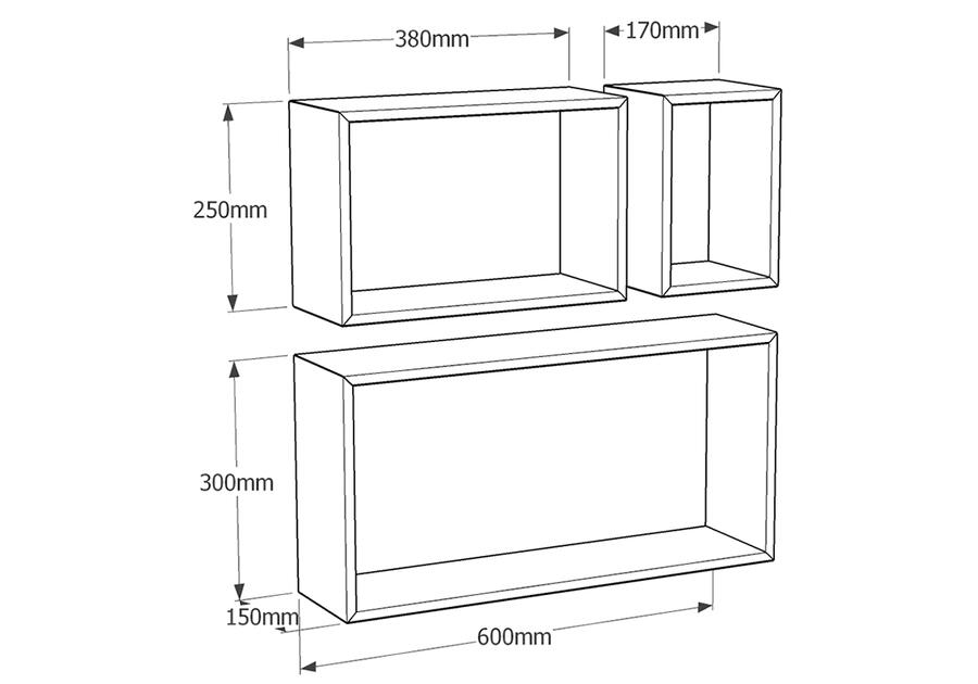 Półka modułowa prostokątna FRS 1 dąb sonoma 600x380x170 mm VELANO