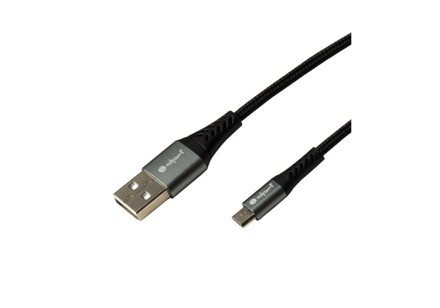 Przewód plecionka czarna USB - microUSB 1,5m, opakowanie blistr DPM SOLID