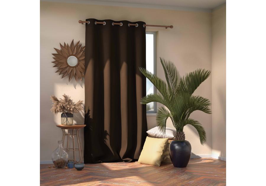 Zasłona Blackout Eyelets ciemny brąz 140x270 cm AMELIAHOME