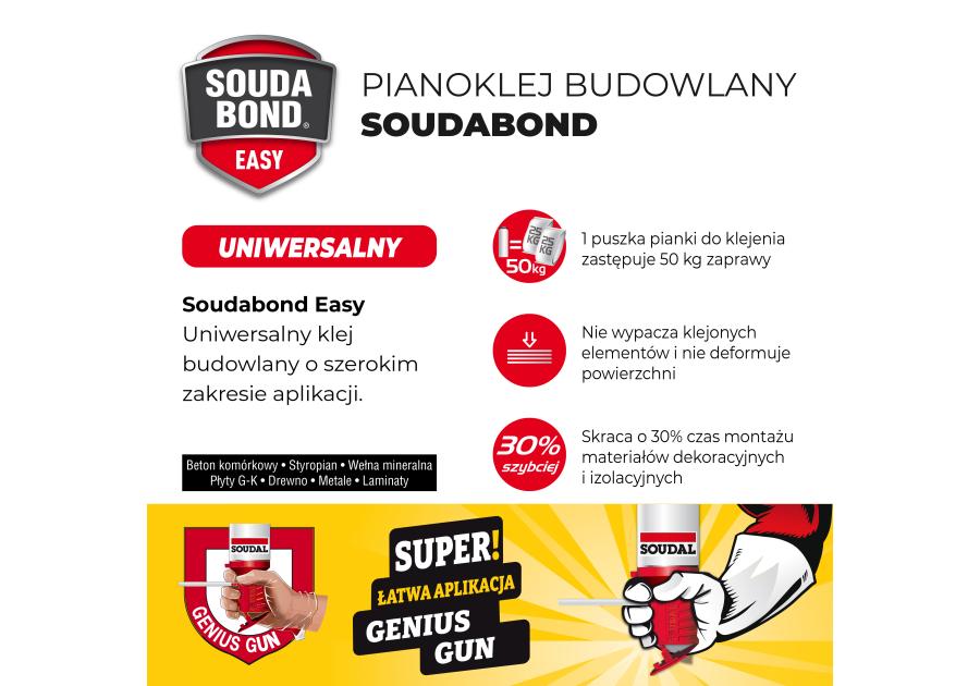 Klej budowlany Soudabond Easy z aplikatorem Genius Gun 750 ml SOUDAL