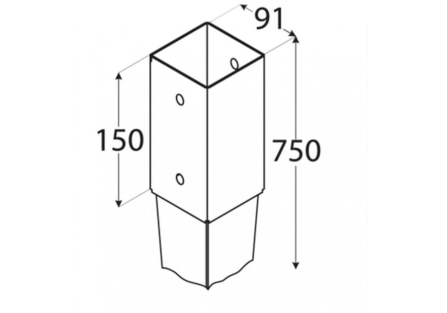 Podstawa słupa 9x75 cm wbijana DMX