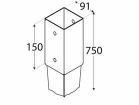 Podstawa słupa 9x75 cm wbijana DMX