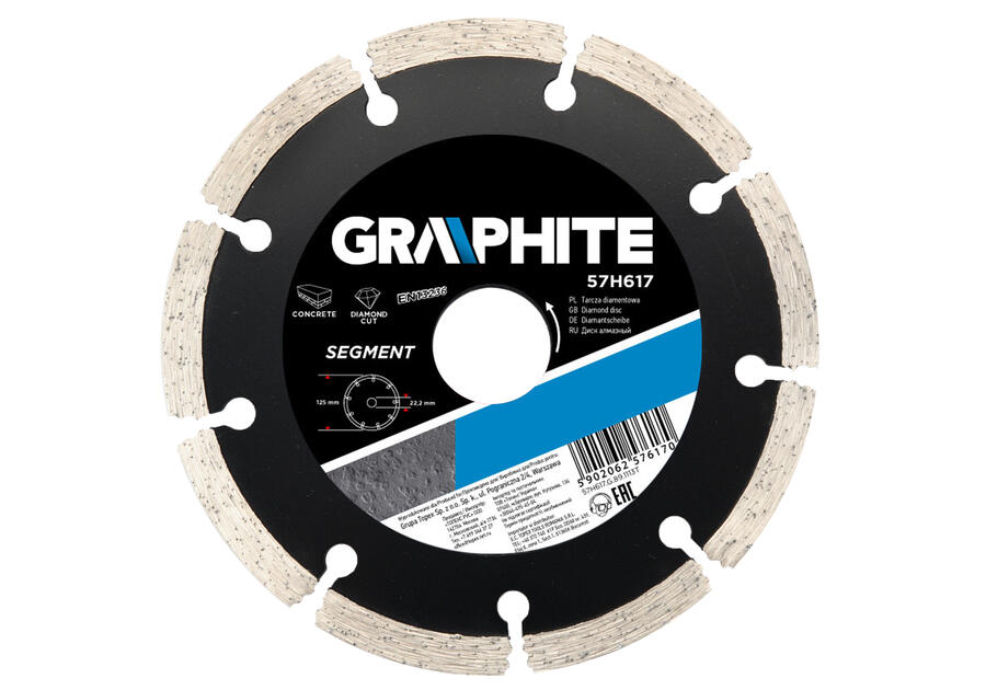 Tarcza diamentowa 125 x 22.2 mm, segmentowa GRAPHITE