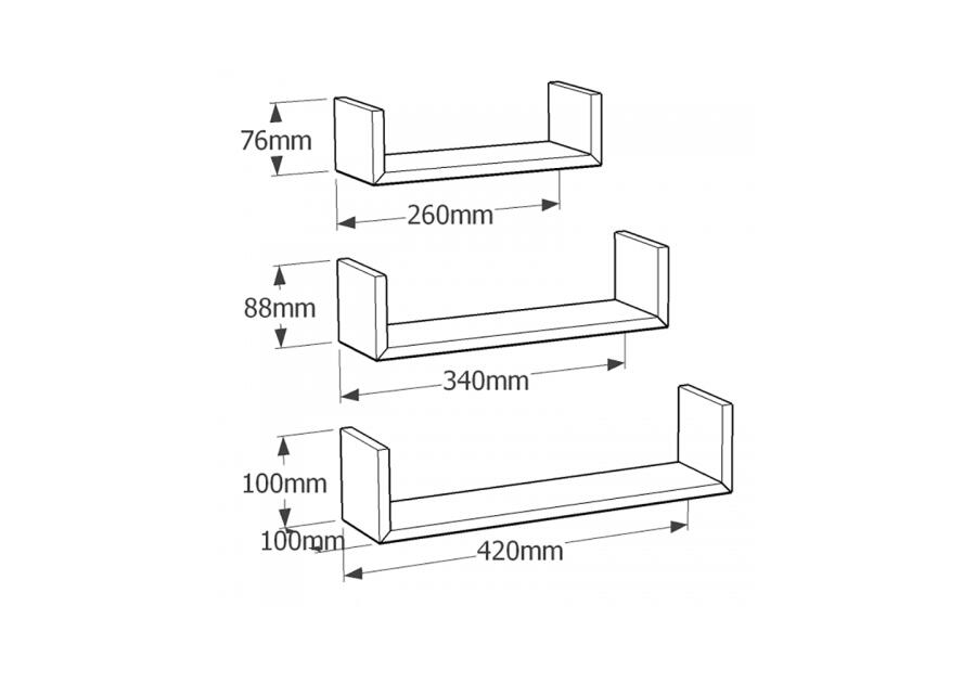 Półka modułowa typ-U  FUS 1 dąb sonoma 420x340x260 mm VELANO