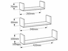 Półka modułowa typ-U  FUS 1 dąb sonoma 420x340x260 mm VELANO