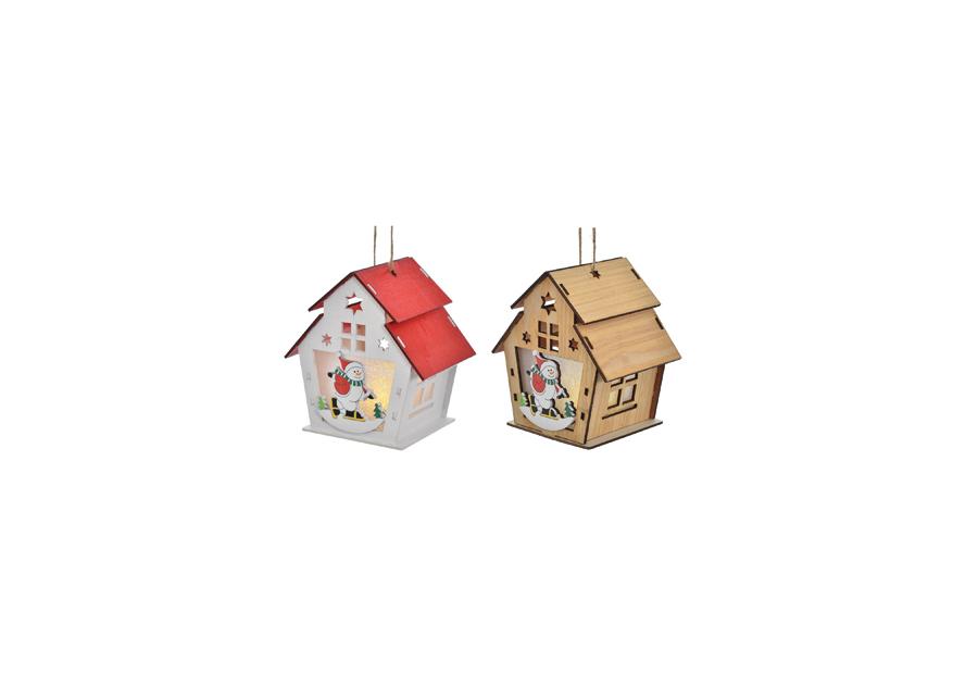 Dekoracja domek podświetlany do powieszenia 13 cm Bałwan JUMI