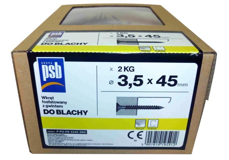 Wkręt fosfatowany do blachy 3,5x45 mm - 2 kg SILA