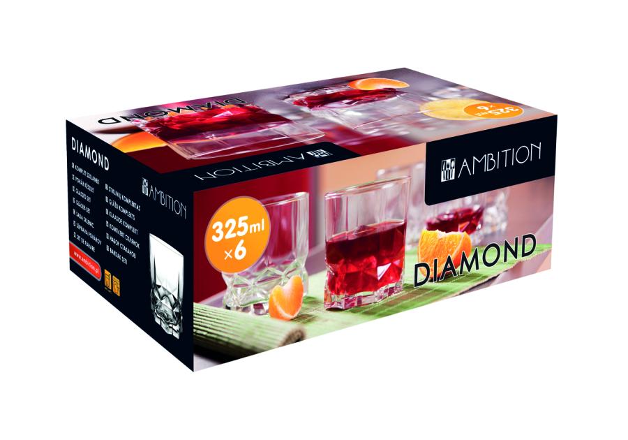 Komplet 6 szklanek niskich Diamond 325 ml AMBITION