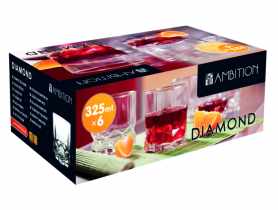 Komplet 6 szklanek niskich Diamond 325 ml AMBITION