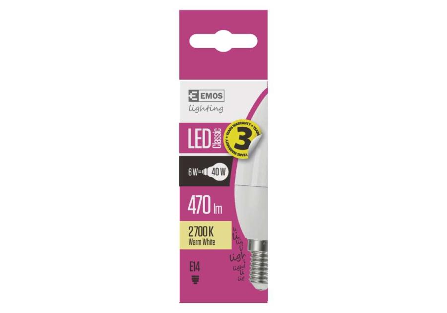 Żarówka LED Classic candle 6W E14 ciepła biel EMOS