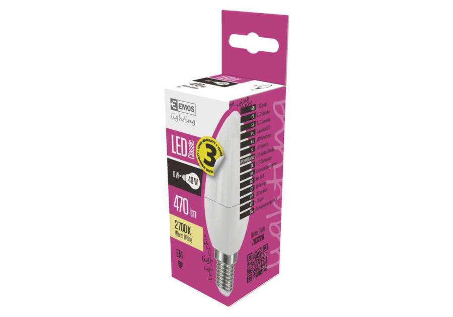Żarówka LED Classic candle 6W E14 ciepła biel EMOS