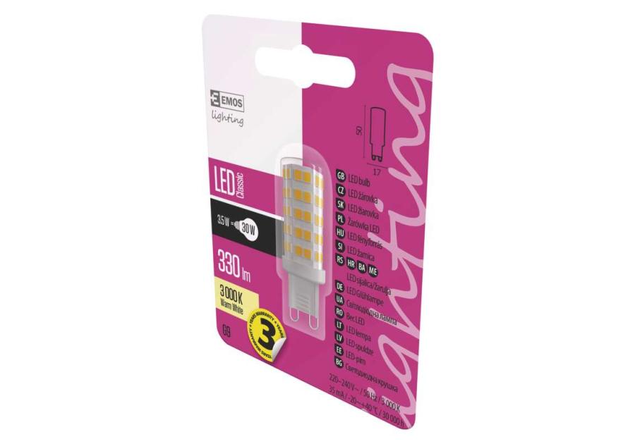 Żarówka LED Classic JC A++ 3,5W G9 ciepła biel EMOS