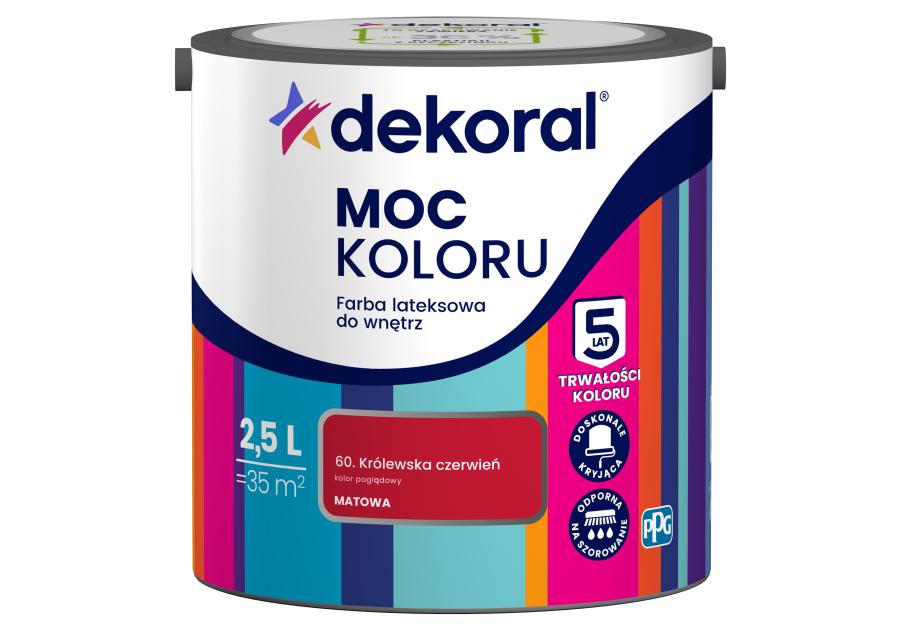Farba lateksowa Moc Koloru królewska czerwień 2,5 L DEKORAL