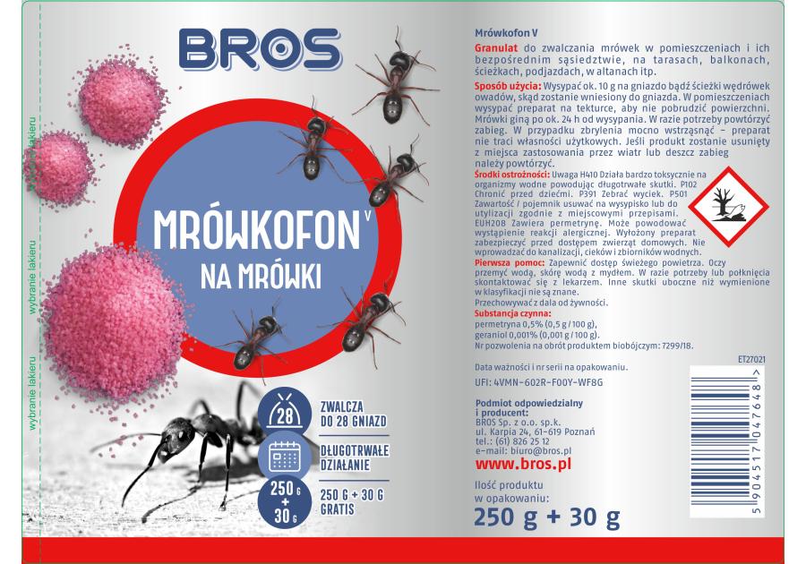 Środek na mrówki 250 g Mrówkofon BROS