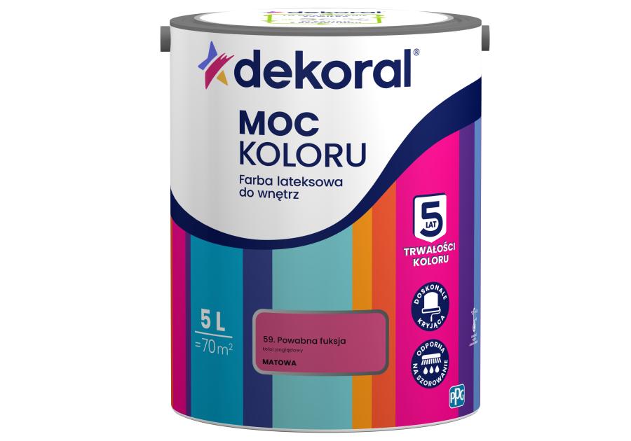 Farba lateksowa Moc Koloru powabna fuksja 5 L DEKORAL