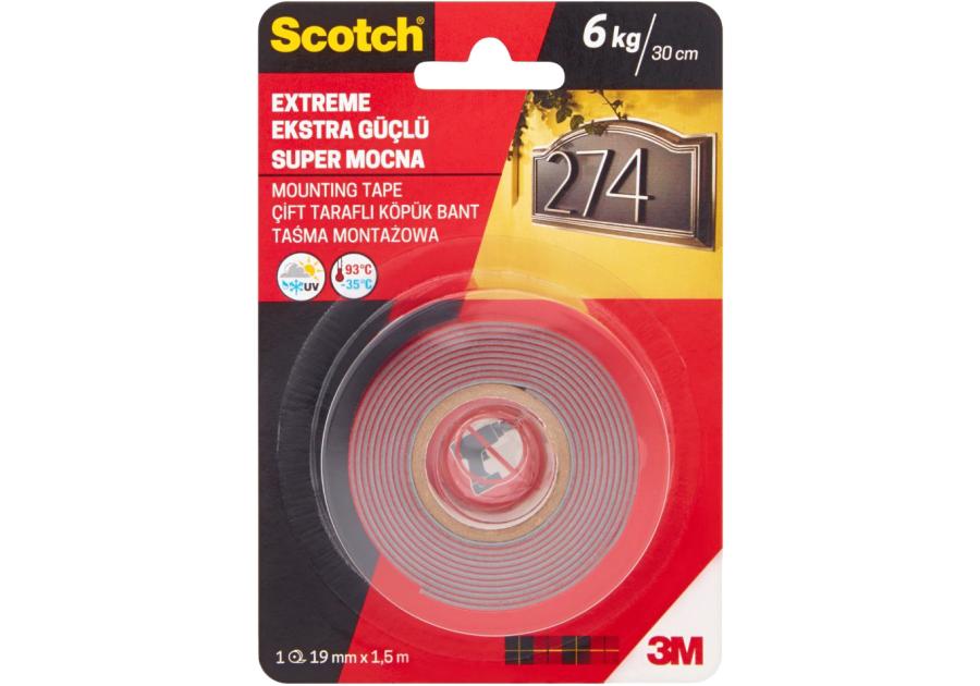 Taśma montażowa Super Mocna 19mmx1,5 m SCOTCH