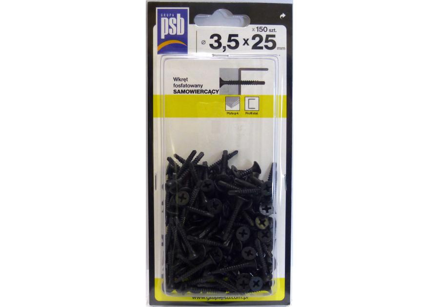 Wkręt fosfatowany samowiercący 3,5x25 mm - 150 szt. SILA