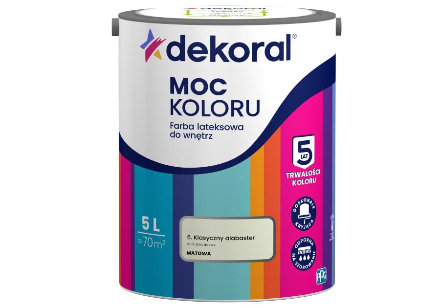 Farba lateksowa Moc Koloru klasyczny alabaster 5 L DEKORAL