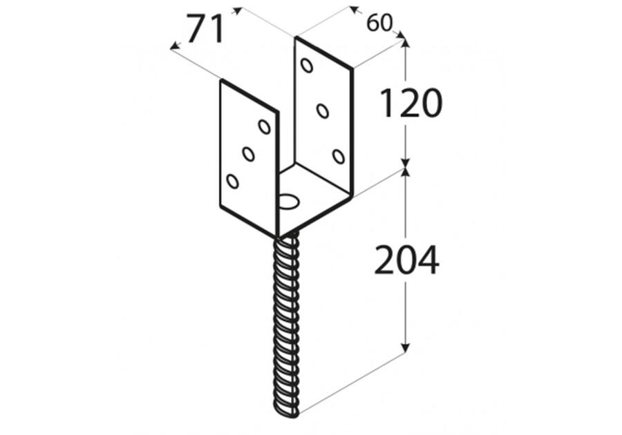 Podstawa słupa 7,1x12 cm typ U DMX