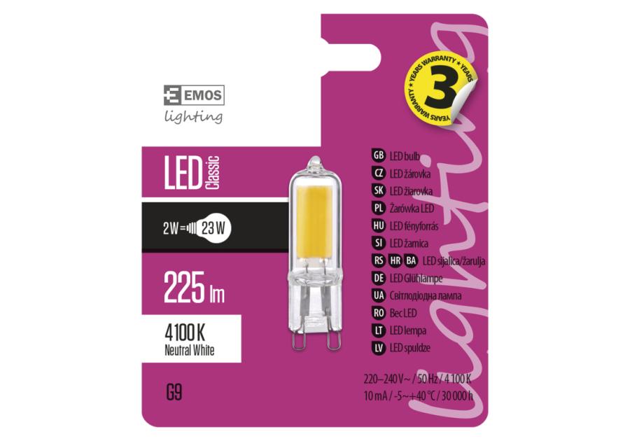 Żarówka LED Classic JC A++ 2W G9 neutralna biel EMOS