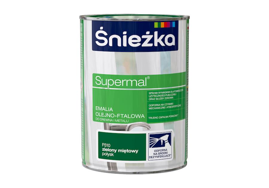 Farba do drewna i metalu Supermal 0,8 L zielona mięta ŚNIEŻKA