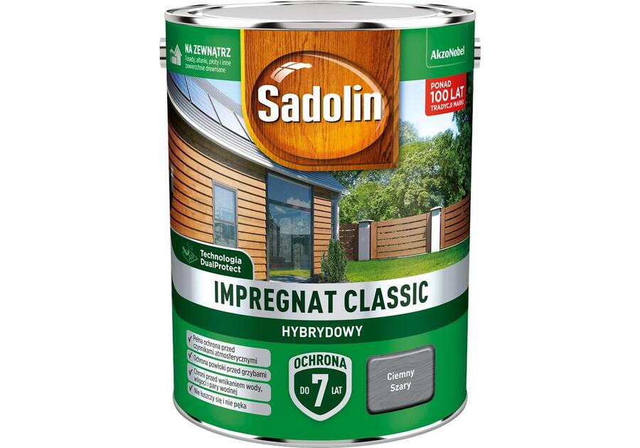 Impregnat ochronno-dekoracyjny hybrydowy Classic 4,5 L ciemny szary SADOLIN