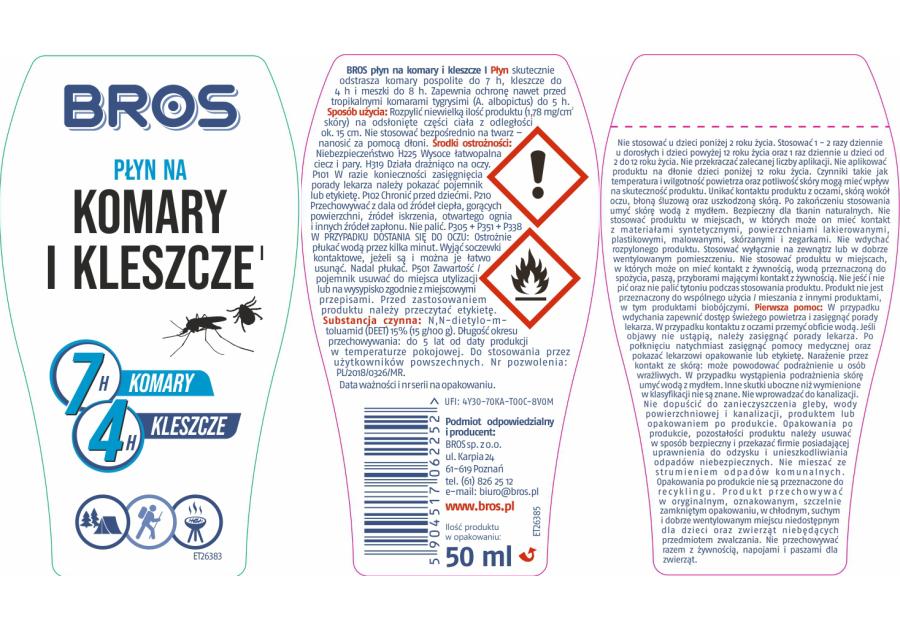 Płyn na komary i kleszcze 50 ml BROS