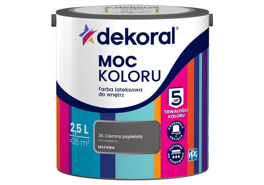 Farba lateksowa Moc Koloru ciemny popielaty 2,5 L DEKORAL
