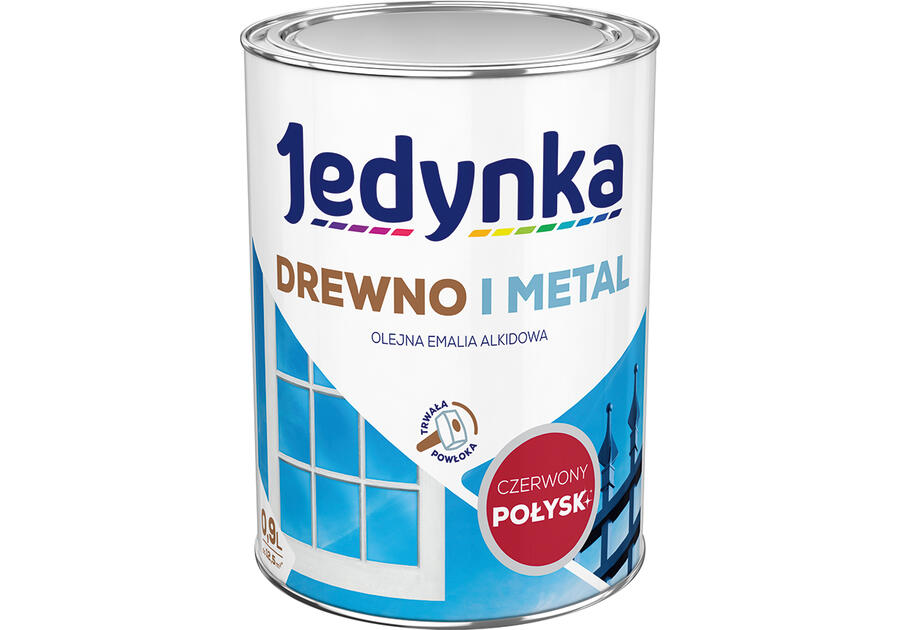Emalia olejno-alkidowa drewno i metal czerwony jasny 0,9 L połysk JEDYNKA