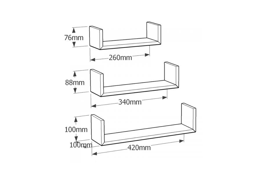 Półka modułowa typ-U  FUS 1 biała 420x340x260 mm VELANO