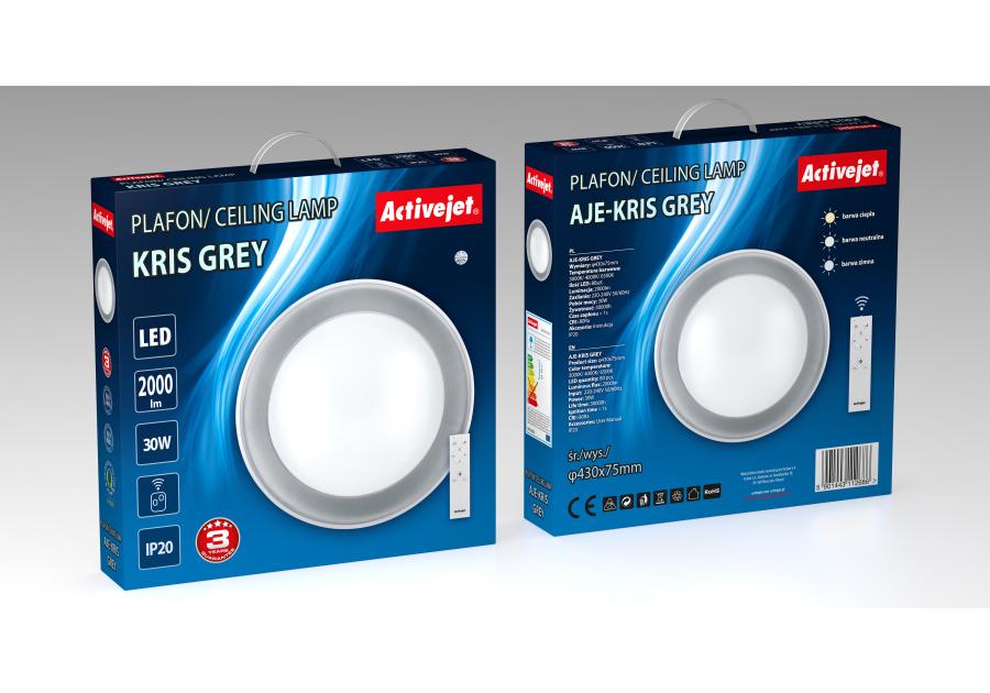 Plafon led activejet aje-kris grey + pilot ACTION