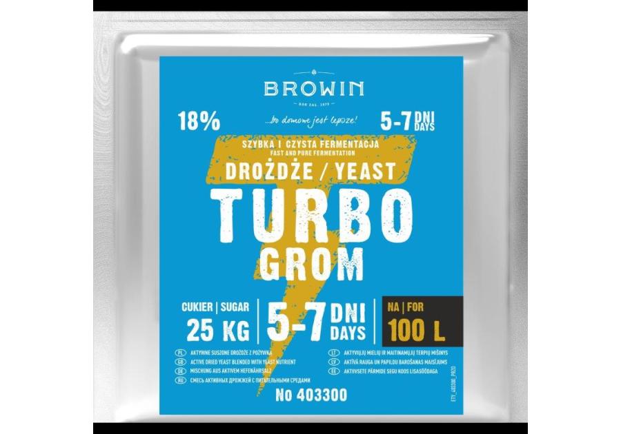 Drożdże Turbo 100 L - 340 g BROWIN