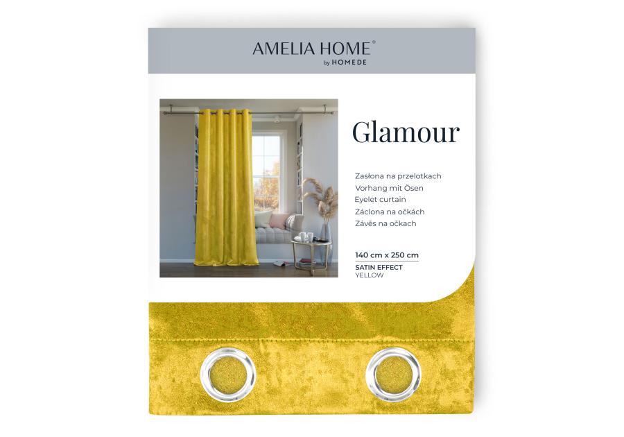 Zasłona Glamour Eyelets żółty 140x250 cm AMELIAHOME