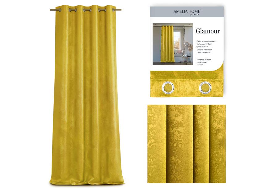 Zasłona Glamour Eyelets żółty 140x250 cm AMELIAHOME