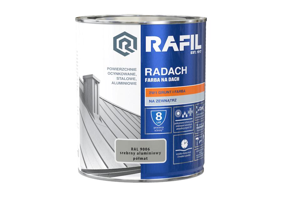 Farba dachowa srebrny aluminiowy półmat RAL9006 0,75 L RADACH